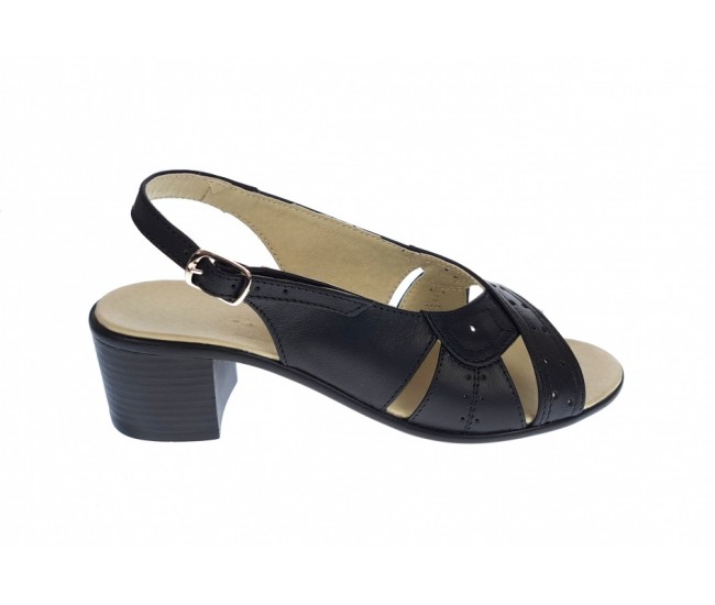 OFERTA  marimea 40 -Sandale dama de vara cu toc de 5 cm, din piele naturala, neagra, LS25NBOX