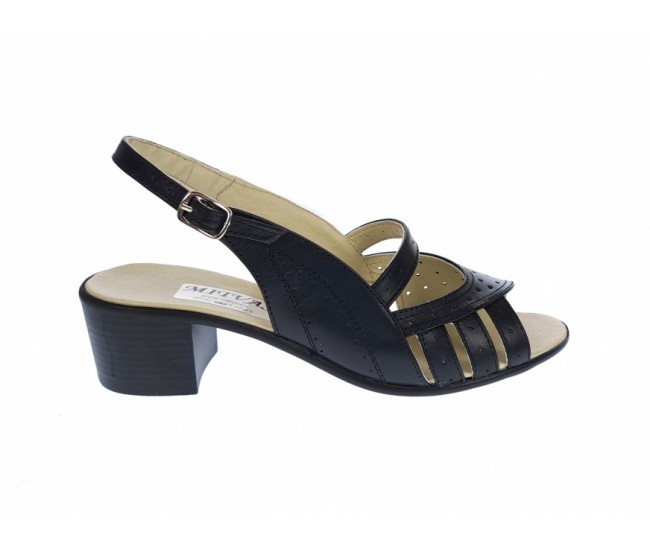 OFERTA MARIMEA  38  - Sandale dama de vara cu toc de 5 cm, din piele naturala, neagra, LS26NBOX