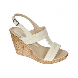 Oferta 37 Sandale dama din piele naturala lacuita, platforme de 10 cm LS300CREMLAC