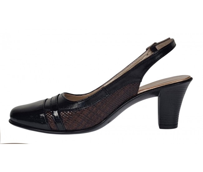 Marimea 36 Pantofi dama decupati din piele naturala - Model cu toc 7cm - LS301MN