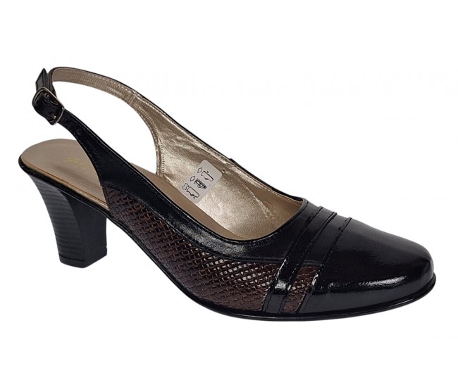 Marimea 36 Pantofi dama decupati din piele naturala - Model cu toc 7cm - LS301MN