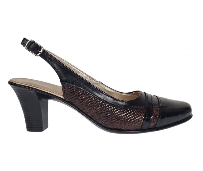 Marimea 36 Pantofi dama decupati din piele naturala - Model cu toc 7cm - LS301MN