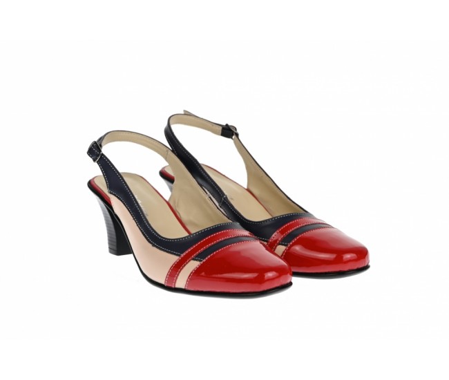Oferta marimea 40 - Pantofi dama decupati, eleganti, din piele naturala, cu toc mic - LS301RBLBEJ