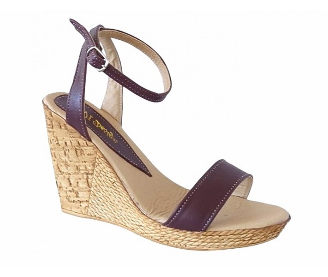 Oferta marimea 35 Sandale dama din piele naturala culoare maro toc 10cm LS415M