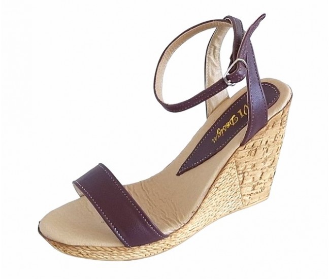 Oferta marimea 35 Sandale dama din piele naturala culoare maro toc 10cm LS415M