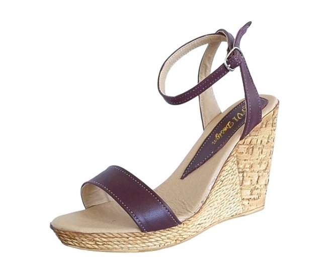 Oferta marimea 35 Sandale dama din piele naturala culoare maro toc 10cm LS415M