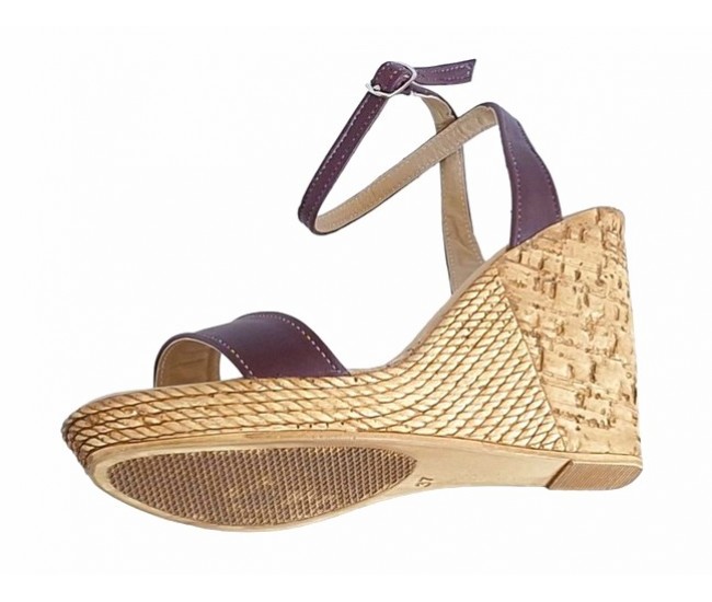 Oferta marimea 35 Sandale dama din piele naturala culoare maro toc 10cm LS415M