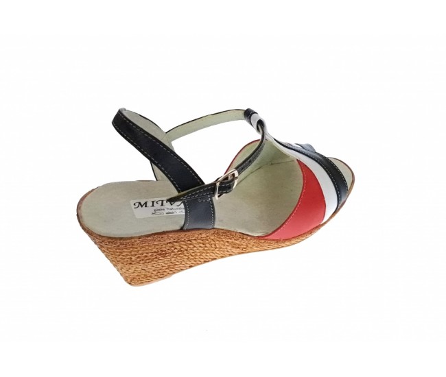 OFERTA MARIMEA 40  - Sandale dama din piele naturala cu platforme 7cm, Rosu, Alb, Negru, BOX,LS47RANBOX