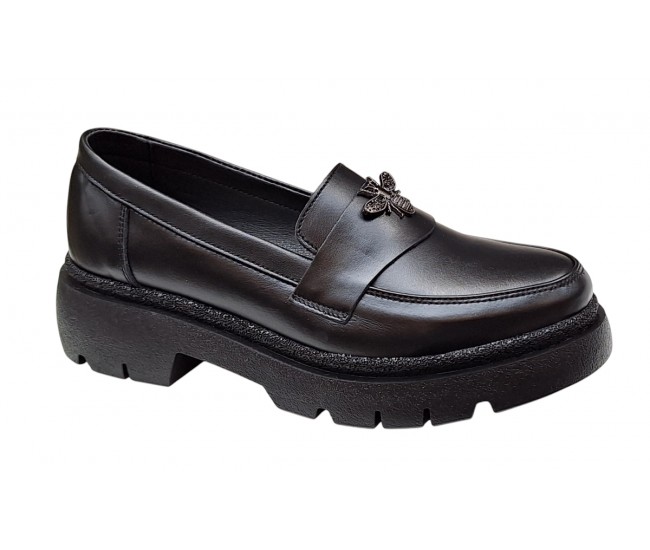 Pantofi dama casual din piele naturala - Model Sweet Black Bee