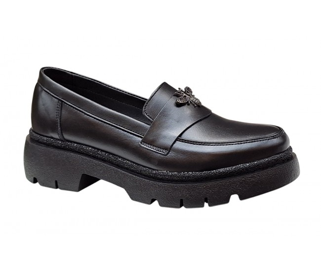 Pantofi dama casual din piele naturala - Model Sweet Black Bee