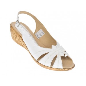 OFERTA MARIMEA  39  - Sandale dama, din piele naturala, alb, cu platforma de 4cm - LS52A