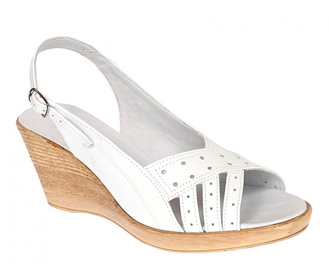 OFERTA marimea 37,  38  - Sandale dama de vara cu platforme de 7 cm, din piele naturala, Alb LS66ABOX