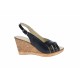 OFERTA MARIMEA  40  - Sandale dama de vara cu platforme de 7 cm, din piele naturala, neagra, LS66NBOX