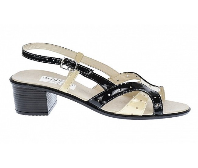 Oferta Sandale dama din piele naturala LAC, negru si bej Marimea 35
