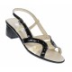 Oferta Sandale dama din piele naturala LAC, negru si bej Marimea 35