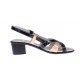 Oferta Sandale dama din piele naturala lacuita, negru nud Marimea 35