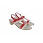 OFERTA marimea  35,36, 37, 38, 39, 40 -Sandale dama din piele naturala, lac, combinatie de culori, Rosu, Alb, toc de 5cm - LS7AR