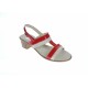 OFERTA marimea  35,36, 37, 38, 39, 40 -Sandale dama din piele naturala, lac, combinatie de culori, Rosu, Alb, toc de 5cm - LS7AR