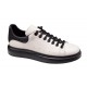 Pantofi casual barbati din piele naturala - Model Alb cu Negru LS7KNA