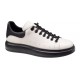 Pantofi casual barbati din piele naturala - Model Alb cu Negru LS7KNA