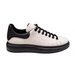 Pantofi casual barbati din piele naturala - Model Alb cu Negru LS7KNA