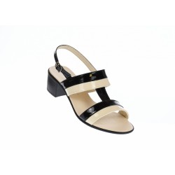 Oferta marimea 36, 38 - Sandale dama din piele naturala, Negru - Bej LS7NBEJLAC