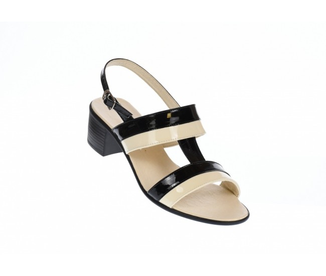 Oferta marimea 36, 38 - Sandale dama din piele naturala, Negru - Bej LS7NBEJLAC