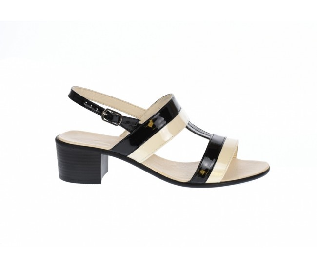 Oferta marimea 36, 38 - Sandale dama din piele naturala, Negru - Bej LS7NBEJLAC