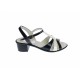 Sandale dama din piele naturala lacuita, Negru, Alb, LS81AN