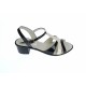Sandale dama din piele naturala lacuita, Negru, Alb, LS81AN