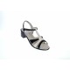 Sandale dama din piele naturala lacuita, Negru, Alb, LS81AN