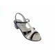 Sandale dama din piele naturala lacuita, Negru, Alb, LS81AN