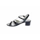 Sandale dama din piele naturala lacuita, Negru, Alb, LS81AN