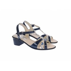 Sandale dama din piele naturala lacuita, bleumarin, S81LBL