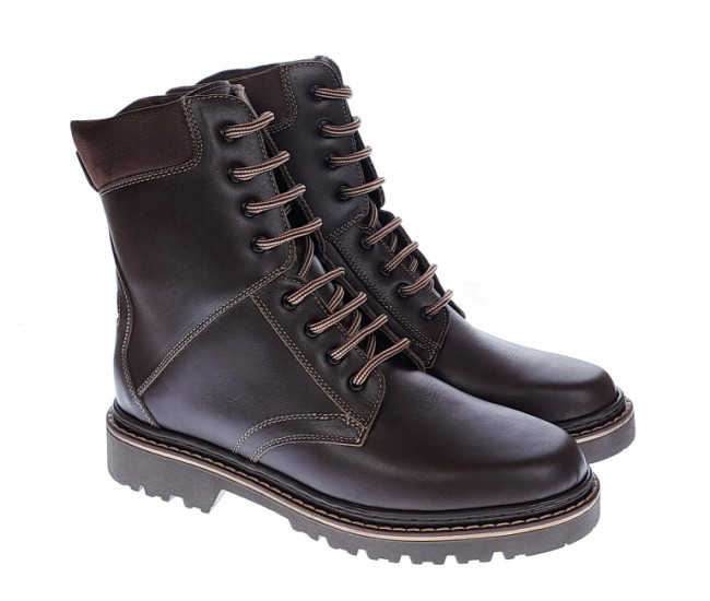 Marimea 45 Bocanci barbati militari din piele naturala, imblaniti, model iarna, maro, LSB1MBOX