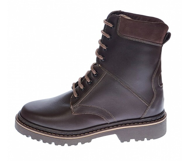 Marimea 45 Bocanci barbati militari din piele naturala, imblaniti, model iarna, maro, LSB1MBOX