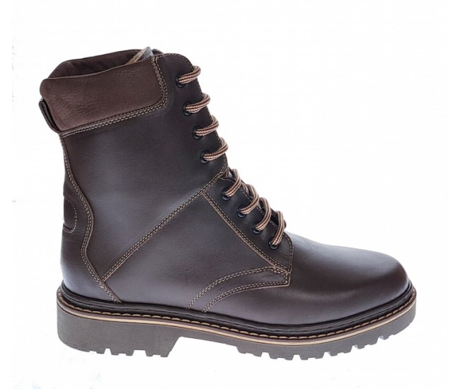 Marimea 45 Bocanci barbati militari din piele naturala, imblaniti, model iarna, maro, LSB1MBOX