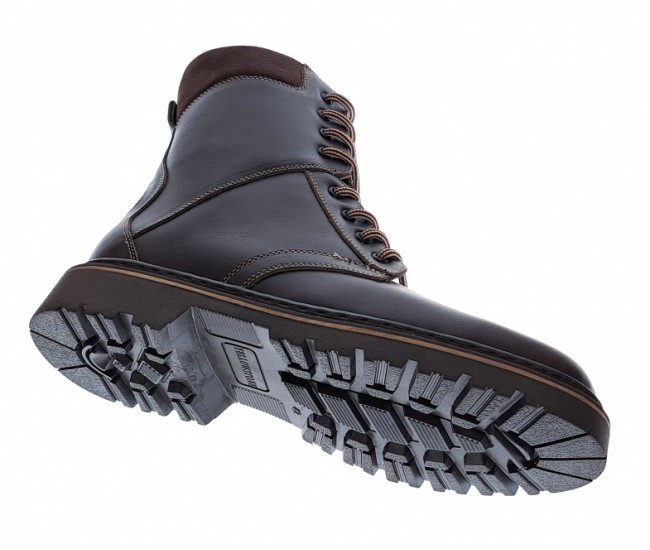Marimea 45 Bocanci barbati militari din piele naturala, imblaniti, model iarna, maro, LSB1MBOX