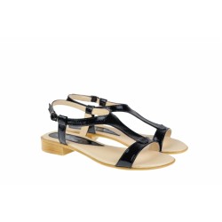 Oferta marimea 35, 41 - Sandale dama din piele naturala lacuita, foarte comode - LSCORALACN