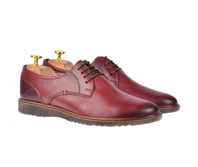 Reducere Marimea 39 Pantofi barbati casual din piele naturala - Visiniu LSIR135VIS