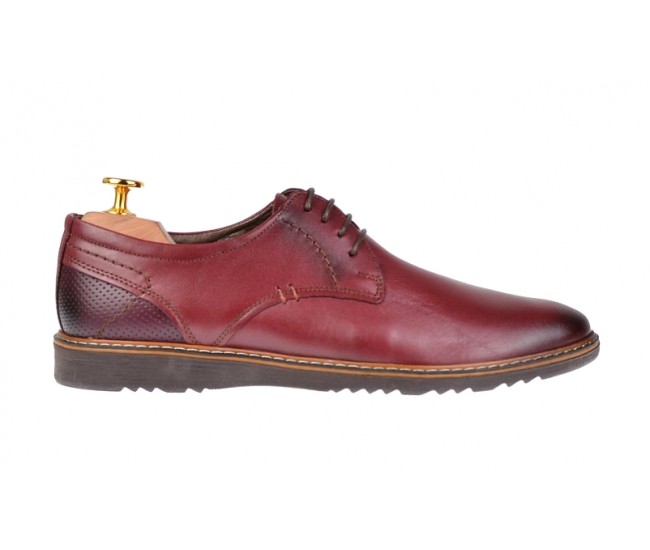 Reducere Marimea 39 Pantofi barbati casual din piele naturala - Visiniu LSIR135VIS