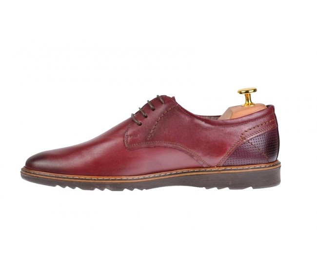 Reducere Marimea 39 Pantofi barbati casual din piele naturala - Visiniu LSIR135VIS