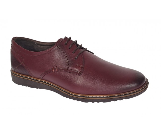 Reducere Marimea 39 Pantofi barbati casual din piele naturala - Visiniu LSIR135VIS