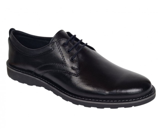 Marimea 44 Pantofi barbati sport negri casual din piele naturala LSP17NS