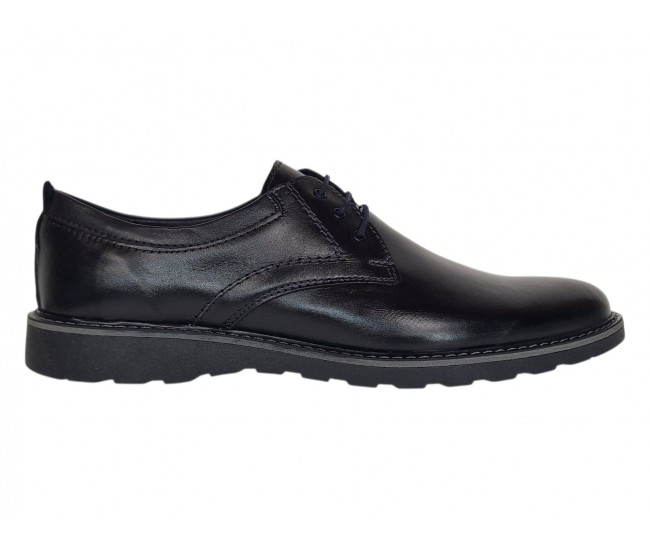 Marimea 44 Pantofi barbati sport negri casual din piele naturala LSP17NS