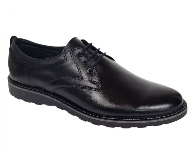 Marimea 44 Pantofi barbati sport negri casual din piele naturala LSP17NS