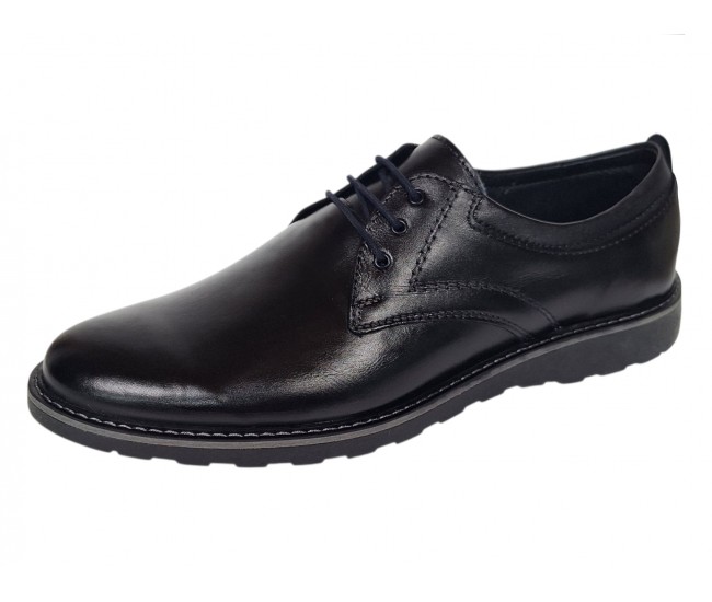 Marimea 44 Pantofi barbati sport negri casual din piele naturala LSP17NS