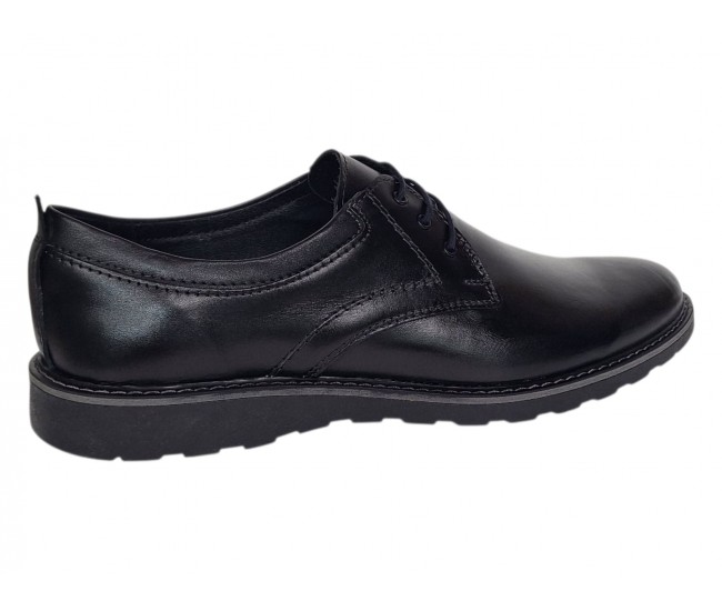 Marimea 44 Pantofi barbati sport negri casual din piele naturala LSP17NS