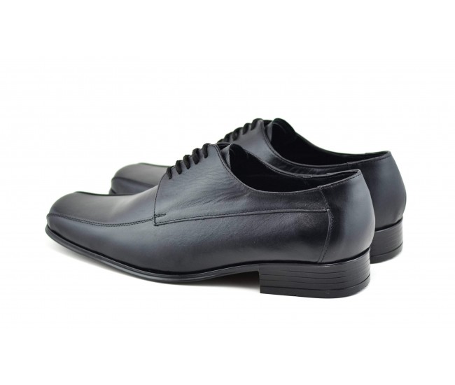 Marimea 43 Pantofi barbati negri eleganti din piele naturala LSTD351SIRET