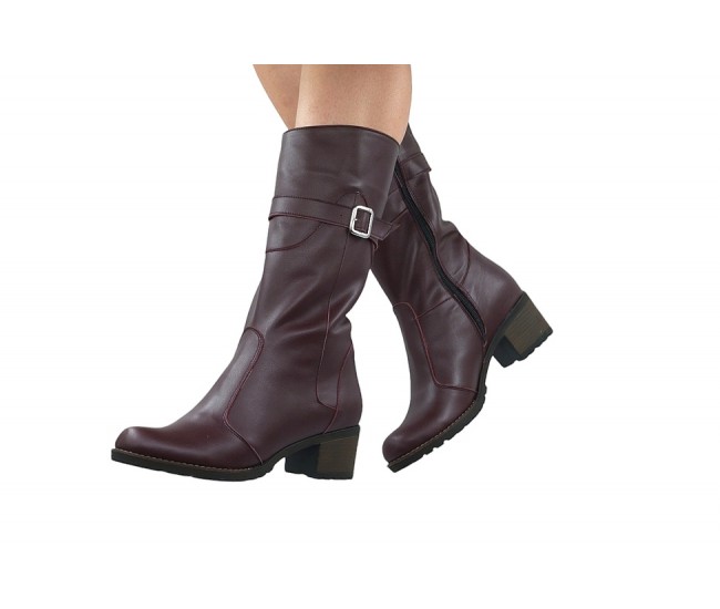 Oferta Marimea 40 Cizme dama imblanite din piele naturala cu fermoar Tanya Rosu LT215ROSUP
